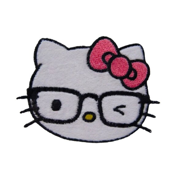 Hello Kitty Nerd Glasses Iron On Patch 2 Pack - Picture 5 of 10